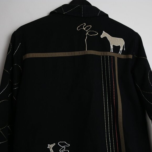 Vintage TanJay Petites Animal Embroidered Button Down Twill Jacket Size Medium - Picture 6 of 8